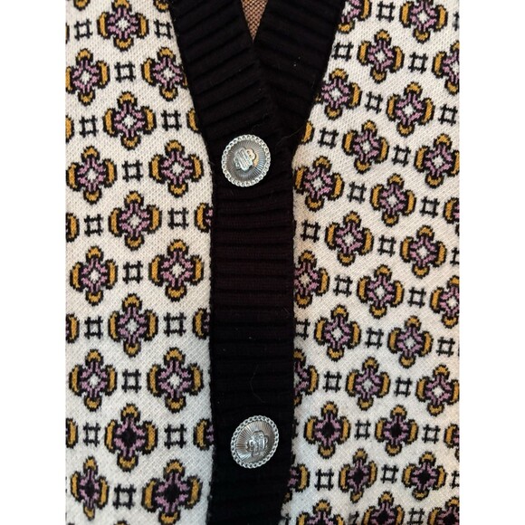 Maje Monasty Graphic Cardigan Sweater Buttons V-neck Pockets Sz 2 Urban Parisian - Picture 2 of 9